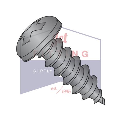 6-18X1 Phillips Pan Self Tapping Screw Type A Fully Threaded Black Zinc ANd Bake