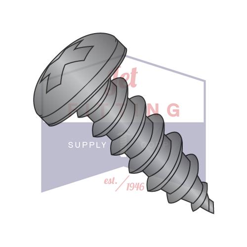 8-15X1 1/2 Phillips Pan Self Tapping Screw Type A Fully Threaded Black Zinc ANd Bake