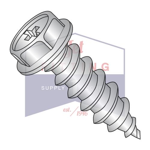 10-12X1 Phillips Indent Hexwasher Self Tap Screw Type A Full Thread 18-8Stainless Steel