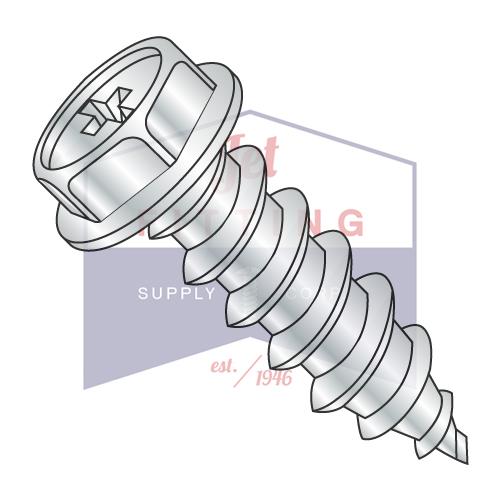 8-15X3 Phillips Indented Hex Washer Self Tapping Screw Type A Fully Threaded Zinc And B