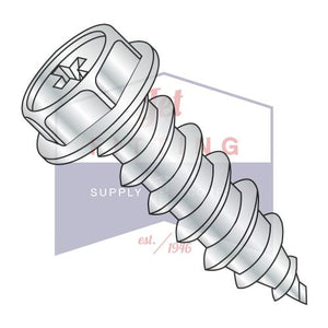 8-15X4 Phillips Indented Hex Washer Self Tapping Screw Type A Fully Threaded Zinc And B