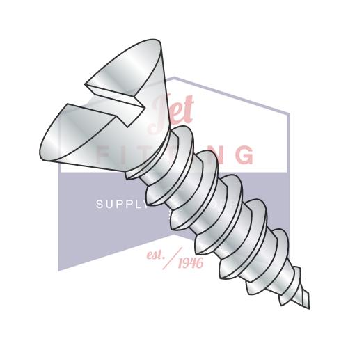 Tornillo autorroscante plano ranurado tipo A de 10-12 x 1 1/4, totalmente roscado, galvanizado y horneado