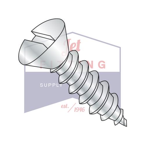 8-15X1 3/4 Slotted Oval Self Tapping Screw Type A Fully Threaded Zinc And Bake