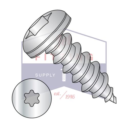 10-12X1 Six Lobe Pan Self Tapping Screw Type A Fully Threaded 18 8 Stainless Steel