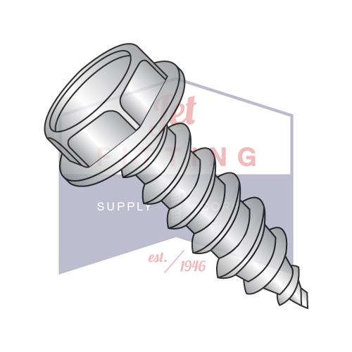 Tornillo autorroscante con arandela hexagonal sin ranura de 3/8 x 1 1/4, tipo A, rosca completa, acero inoxidable 18-8
