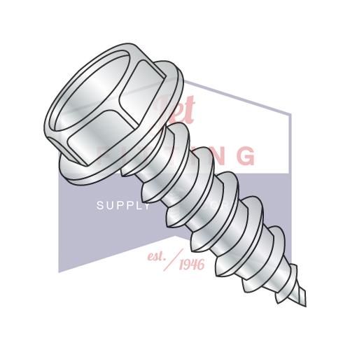 8-15X1 1/2 Unslotted Indented Hex Washer Self Tapping Screw Type A Fully Threaded Zinc And