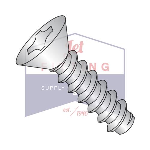 Tornillo autorroscante plano Phillips de 4-24 x 5/8, tipo B, totalmente roscado, de acero inoxidable 18-8