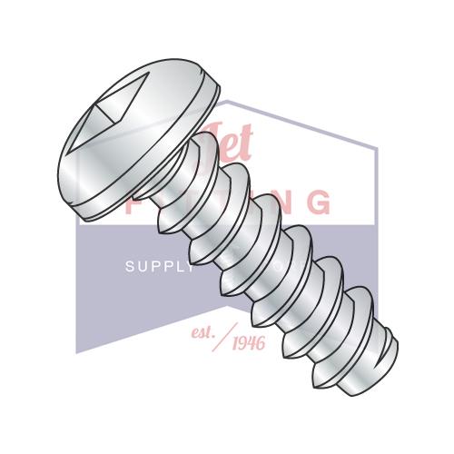 4-24X1/4 Square Pan Self Tapping Screw Type B Fully Threaded Zinc And Bake