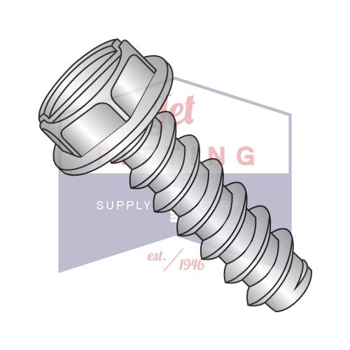10-16X3/4 Slotted Indented Hex Washer Self Tapping Screw Type B Fully Thread 18 8 Stainles