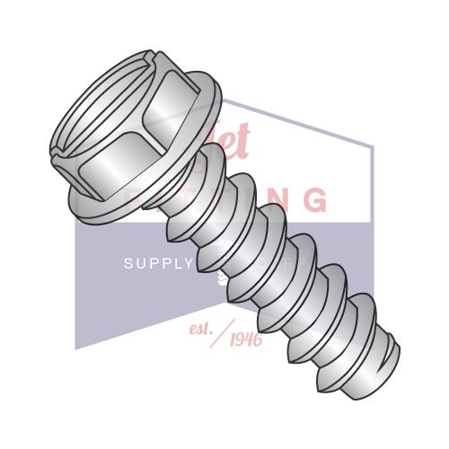 10-16X3/8 Slotted Indented Hex Washer Self Tapping Screw Type B Fully Thread 18 8 Stainles