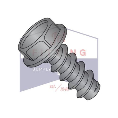 1/4-14X1  Unslotted Indent Hex Washer Self Tapping Screw Type B Full Thread Black Oxide