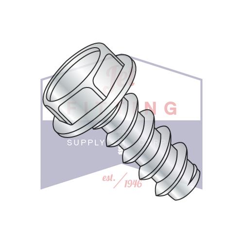 10-16X1/4 Unslotted Indented Hexwasher Self Tapping Screw Type B Full Thread Zinc and Bake