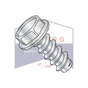 8-18X7/8 Unslotted Indented Hexwasher Self Tapping Screw Type B Full Thread Zinc and Bake