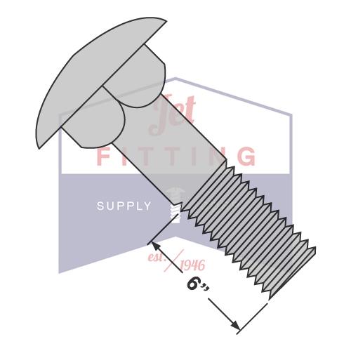 Perno de carruaje de 3/8-16 x 8 1/2 de acero galvanizado, rosca parcial, cuerpo de tamaño reducido