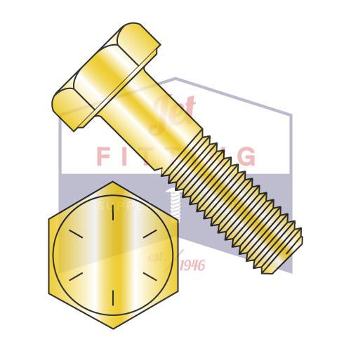 Tornillo de cabeza hexagonal de rosca fina de 1/4-28 x 5 1/2 de acero de grado 8, zinc amarillo