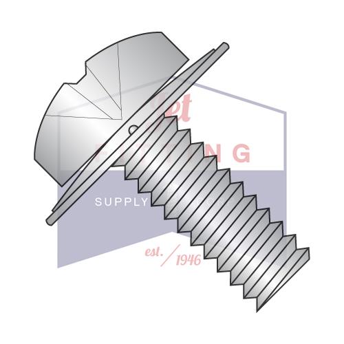 1/4-20X3/4  Phillips Pan Square Cone 410 Stainless Sems Fully Threaded 18-8 Stainless Steel