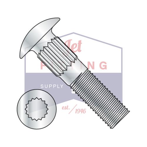 Perno de carruaje con cuello acanalado de 1/4-20X2 totalmente roscado de zinc