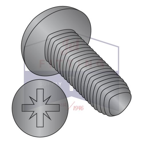 Tornillo de cabeza plana Pozi de rosca completa con rosca métrica M4-0,7 x 8, DIN 7500-C, con recubrimiento de zinc negro