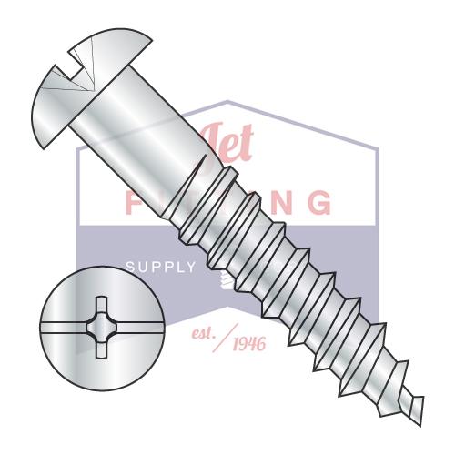 14-10X1 1/2 Combination (phil/slot) Drive Round Head Full Body 2/3 Thread Wood Screw Zinc