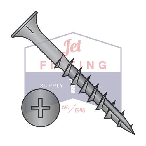 6-13X1 1/2 Phillips Flat Head with Nibs Deep Thread Wood Screw Type 17 2/3 Thread Black Ox