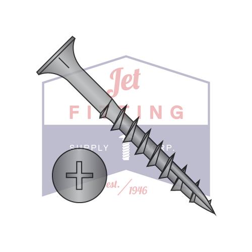 8-11X1/2 Phillips Flat Head with Nibs Deep Thread Wood Screw with Type 17 Point Black Ox