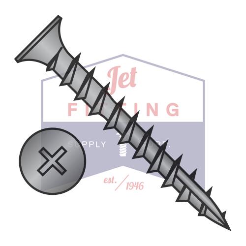 9-10X3/4 Phil Flat No Nibs Deep Thread Wood Screw Type 17 point Full Thread Black Oxide