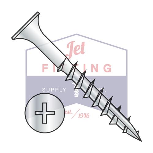 6-13X1 1/2 Phillips Flat No Nibs Deep Thread Wood Screw Type 17 Point 2/3 Thread Zinc Bake