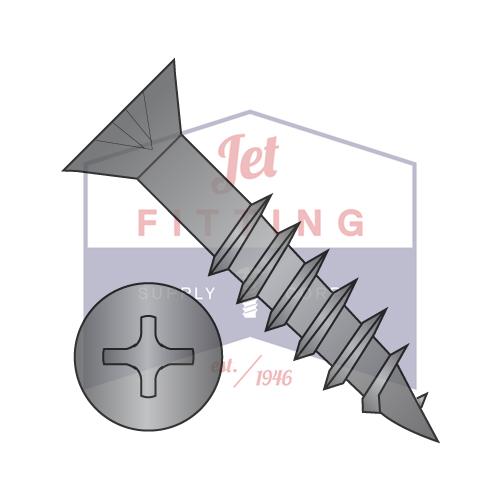 8-11X2 1/2 Phillips Flat Head no Nibs Deep Thread Wood Screw 2/3 Threaded Black Oxide