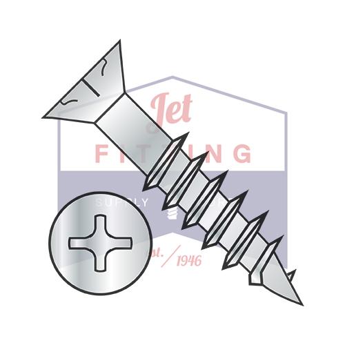 9-10X3 Phillips Flat Head w/Nibs Deep Thread Wood Screw 2/3 Threaded Zinc Bake
