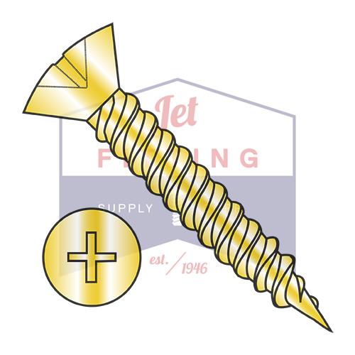 Tornillo de bisagra ovalado Phil Twinfast de 6-18 x 5/8 con rosca fina y rosca completa, acabado en latón brillante