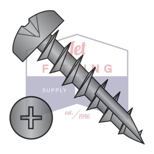 12-8X1 Phillips Pan Deep Thread Screw Type 17 point Full Thread Black Oxide and Oil