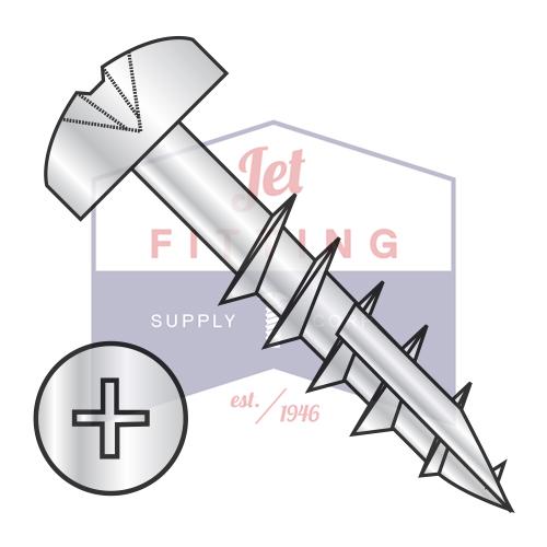 10-9X1 1/2 Phillips Pan Deep Thread Wood Screw Type 17 2/3 Thread Zinc Bake