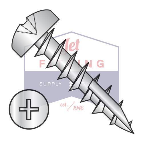12-8X1 Phillips Pan Deep Thread Screw Type 17 point Full Thread Zinc Bake