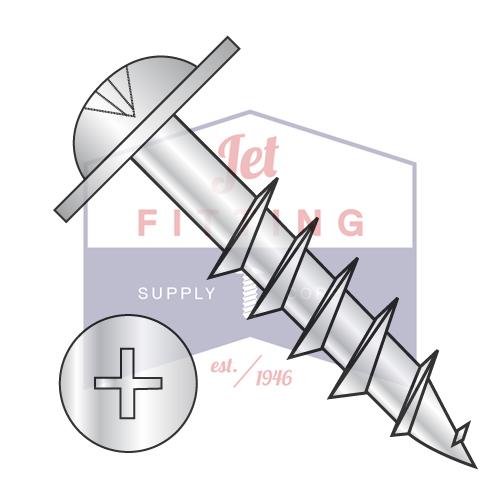 8-11X2 1/2 Phillips Drive Round Washer Head Deep Thread Wood Screw 2/3 Thread Zinc Bake