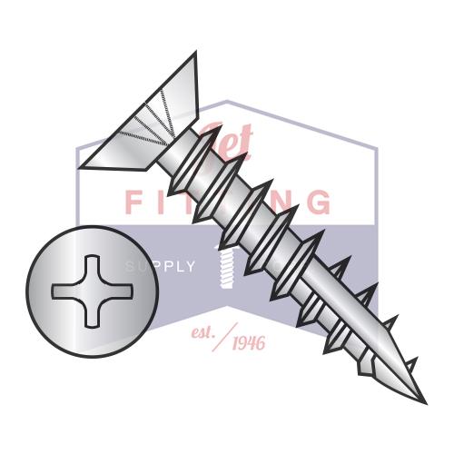 7-12X5/8 Phillips Flat Undercut Deep Thread Wood Screw Type 17 Full Thread Zinc Bake