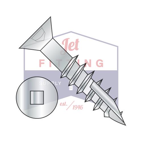 Tornillo para madera de cabeza plana con punta cuadrada y rosca profunda de 8 x 1 1/8, tipo 17, rosca de 2/3, zincado