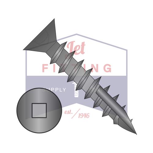 9-11X1 Square Drive Flat Head No Nibs Deep Thread Wood Screw Type 17 Full Thrd Black Ox