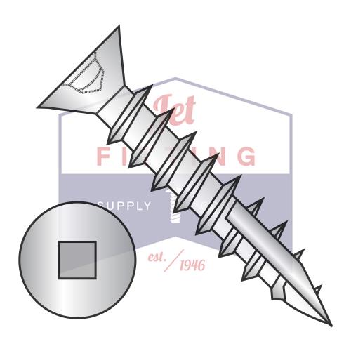9-10X1 #2 Square Drive Flat Head No Nibs Deep Thread Type 17 Full Thread Zinc Bake