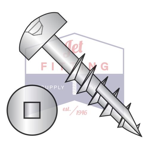 7-12X1 1/2  Square Drive Pan Head Deep Thread Screw Type 17 2/3 Thread Zinc Bake