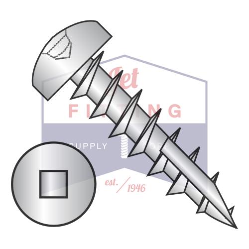 8-11X3/4  Square Drive Pan Head Deep Thread Screw Type 17 Full Thread Zinc Bake