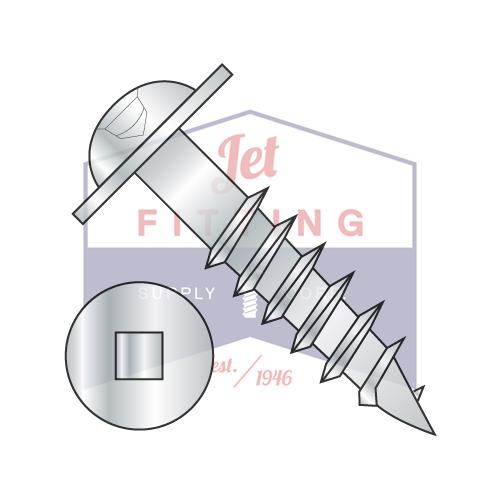 8X4 Square Drive Round Washer Head Deep Thread Wood Screw 2/3 Thread Zinc Bake