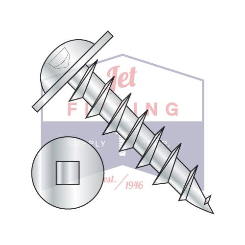 8X5/8 Square Drive Round Washer Head Deep Thread Wood Screw Full Thread Zinc Bake