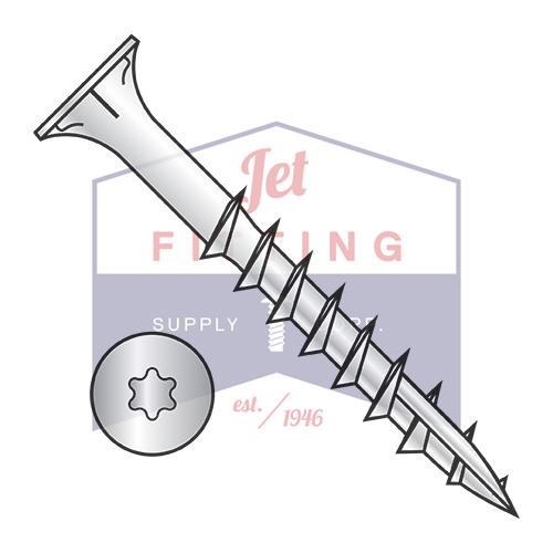 10-9X4 6 lobe Flat w/Nibs Deep Thread Wood Screw Type 17 2/3 Thread Zinc Bake