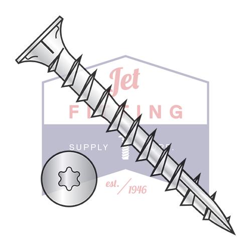 8-11X1 6 lobe Flat w/Nibs Deep Thread Wood Screw Type 17 Full Thread Zinc Bake