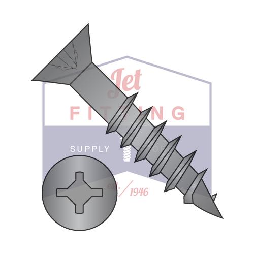 6-13X1 1/2 Square Phillips Drive Flat Head no Nibs DeepThread Wood Screw 2/3 Thrd Black Ox