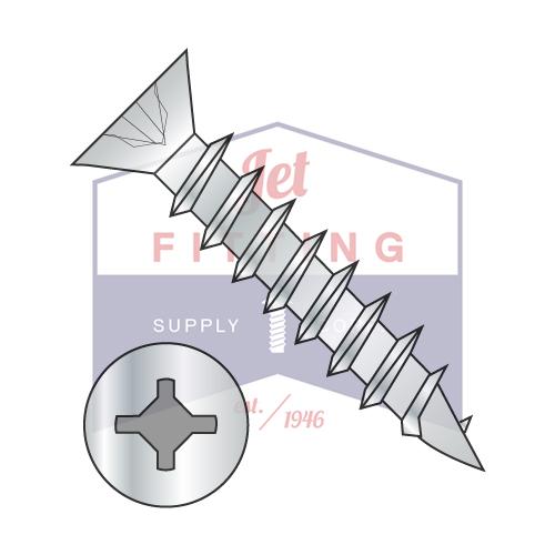8X3/4 Square Phillips Drive Flat Head no Nibs Deep Thread Wood Screw Full Thd ZincBake