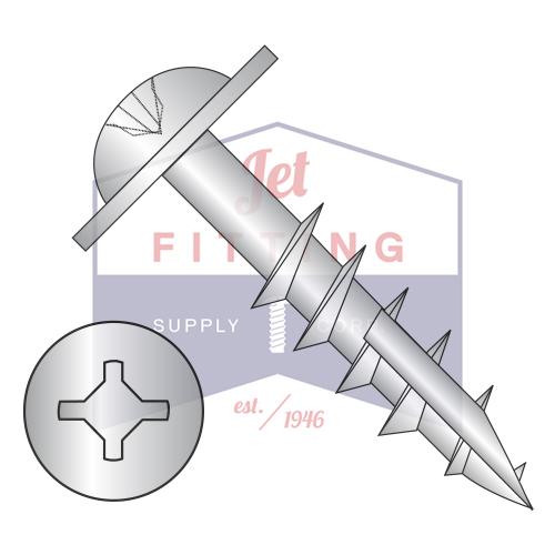 10-9X1 3/4 Square Phillips Drive Round Washer Deep Thread Type17 2/3 Thread Zinc Bake