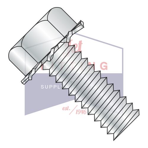 1/4-20X1 1/2  Unslot Indent Hex Head 7/16 AF External Sems Machine Screw Full Thread Zinc And