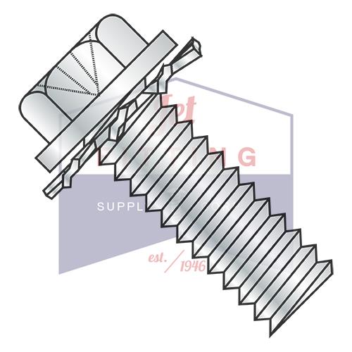 Tornillo para máquina con cabeza hexagonal y arandela dentada Phillips de 10-32 x 1/2", rosca completa, galvanizado y horneado