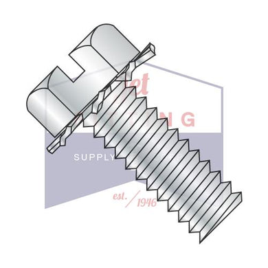 1/4-20X1  Slotted Hex Head External Sems Machine Screw Fully Threaded Zinc and Bake